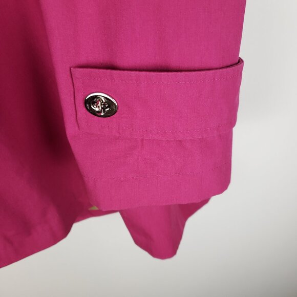 Dennis Basso Rain Coat Raspberry Pink Trench Accent Scarf Womens Size Large - Picture 5 of 10